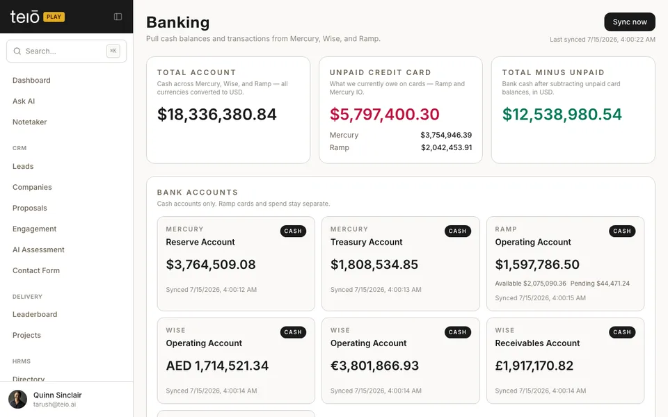 Click to view full screen teiō finance — frame 1 of 3
