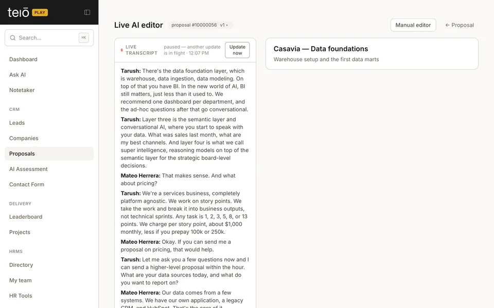 Click to view full screen Live proposal building on a call — frame 1 of 3